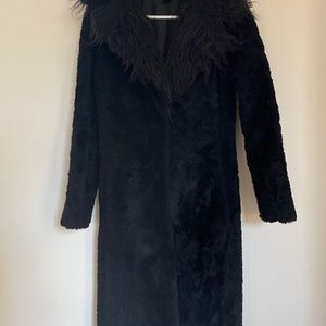 EUC Vintage Vivienne Tam Glamorous Faux Fur long coat Size 2